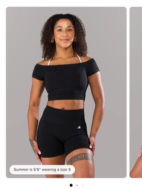 Medium Alphalete Halley Short Sleeve Off The Shoulder Black Crop Top